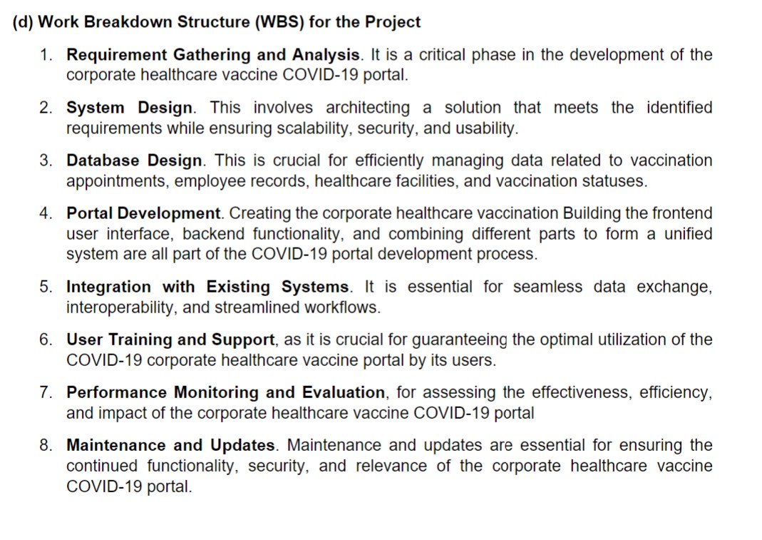 Solved create a work breakdown structure diagram based on | Chegg.com