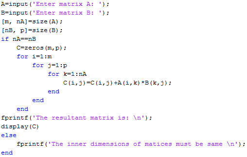 Solved: Write your own code to perform matrix multiplication. Reca ...