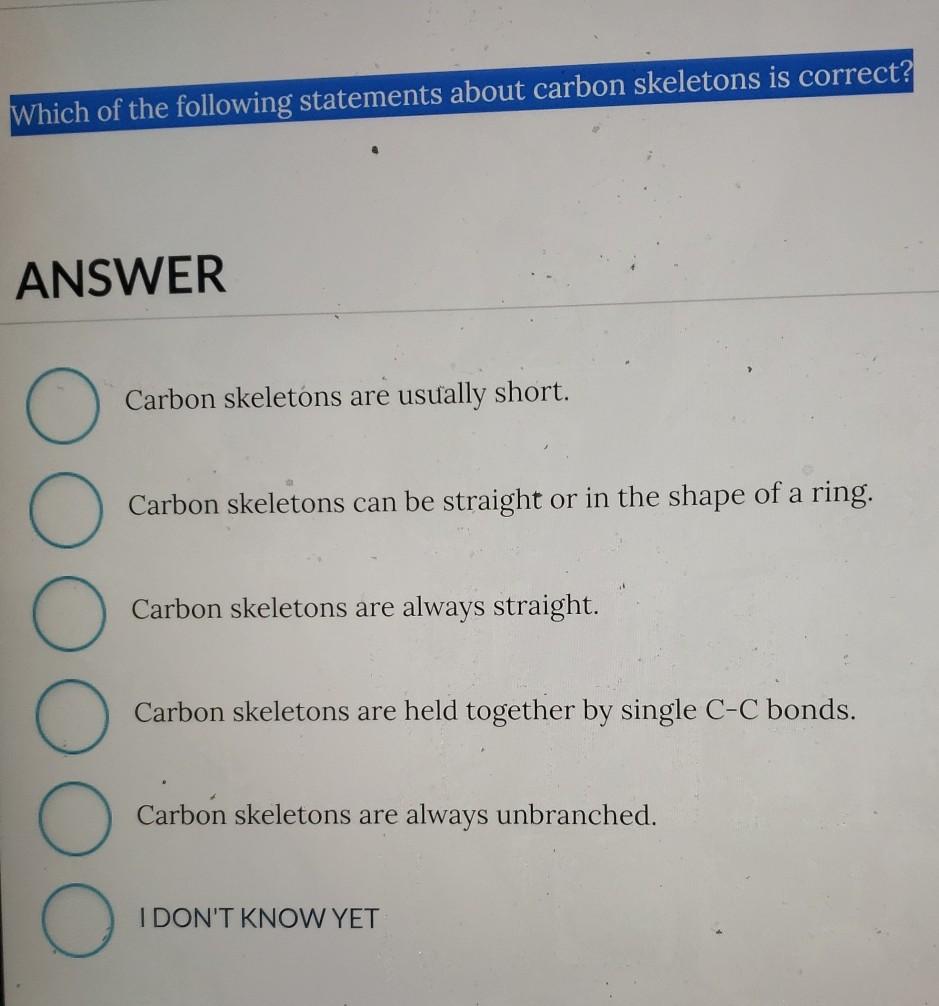 Solved Which Of The Following Statements About Carbon | Chegg.com