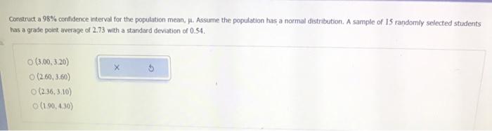 Solved Construct a 98% confidence interval for the | Chegg.com