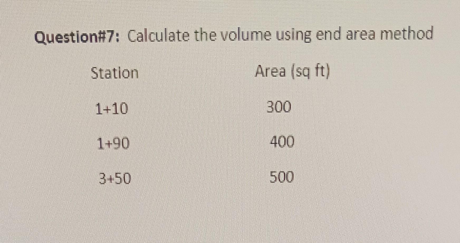 Solved Question 7 Calculate The Volume Using End Area Chegg Com   Image 