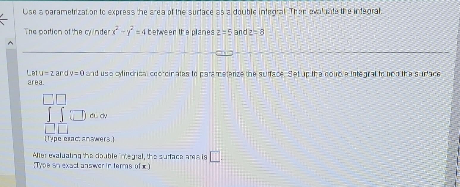 Solved Use A Parametrization To Express The Area Of The | Chegg.com