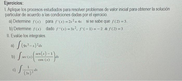 1. Aplique los procesos estudiados para resolver problemas de valor inicial para obtener la solución particular de acuerdo a