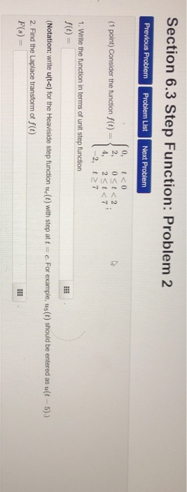 Solved Section 6.3 Step Function: Problem 2 Previous Problem | Chegg.com