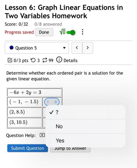 Solved Lesson 6: Graph Linear Equations in Two Variables | Chegg.com