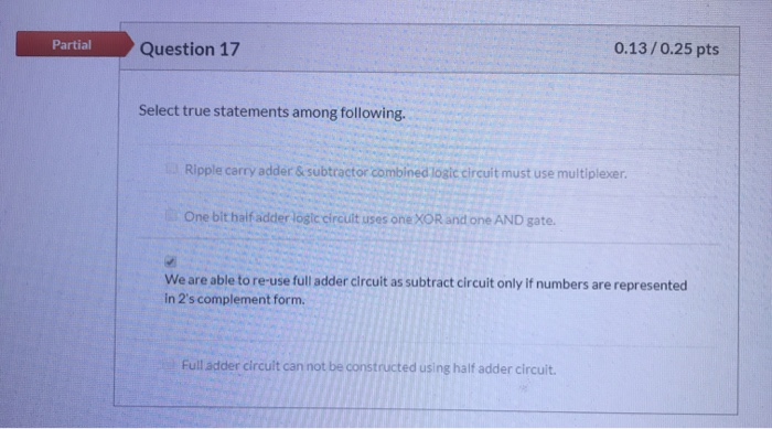 Solved Partial Question 14 0.08/0.25 pts What are the true | Chegg.com