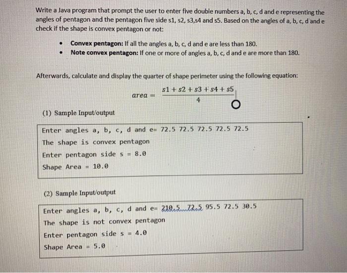 Solved Write a Java program that prompt the user to enter | Chegg.com