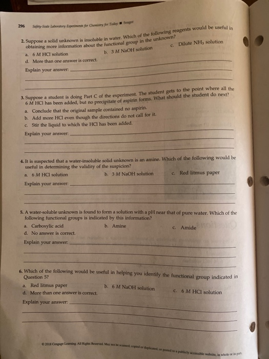 Solved 2. Suppose a solid unknown is insoluble in water. | Chegg.com