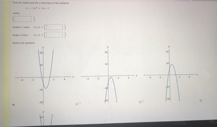 Solved Find the vertex and x-intercepts of the parabola. y= | Chegg.com