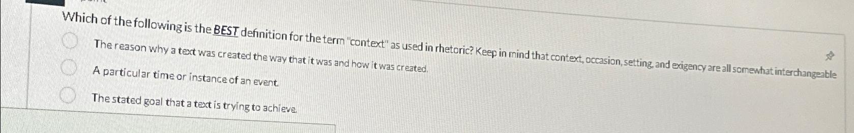 Solved Which of the following is the BEST definition for the | Chegg.com