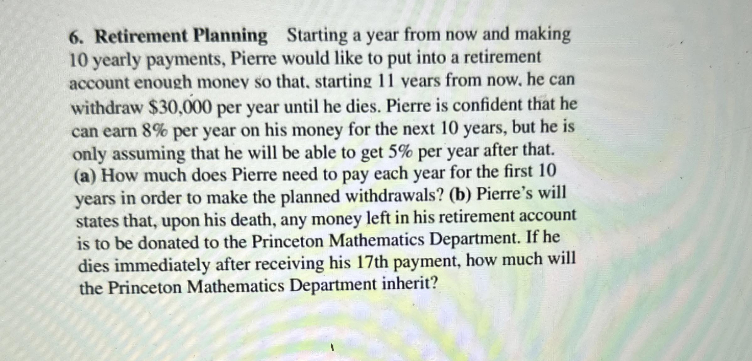 Retirement Planning Starting a year from now and | Chegg.com