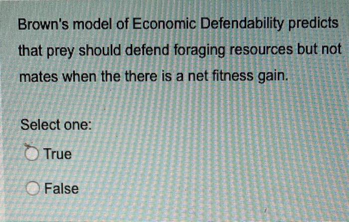 Solved Brown's model of Economic Defendability predicts that | Chegg.com