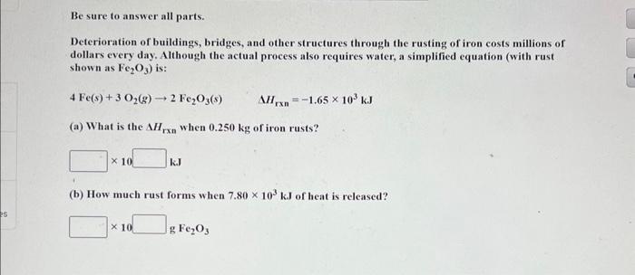 Solved Be sure to answer all parts. Consider the following | Chegg.com