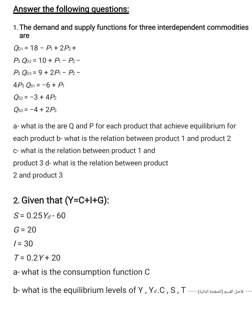 Solved Answer The Following Questions 1 The Demand And Chegg