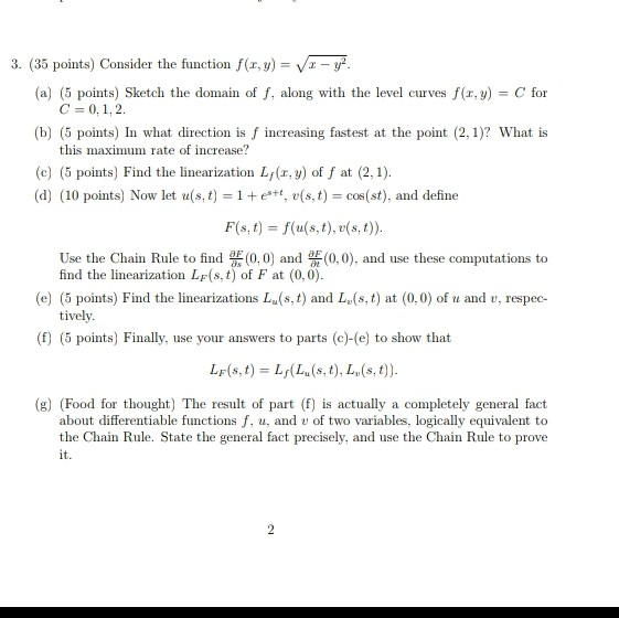 Solved 3 35 Points Consider The Function F X Y V2 Chegg Com