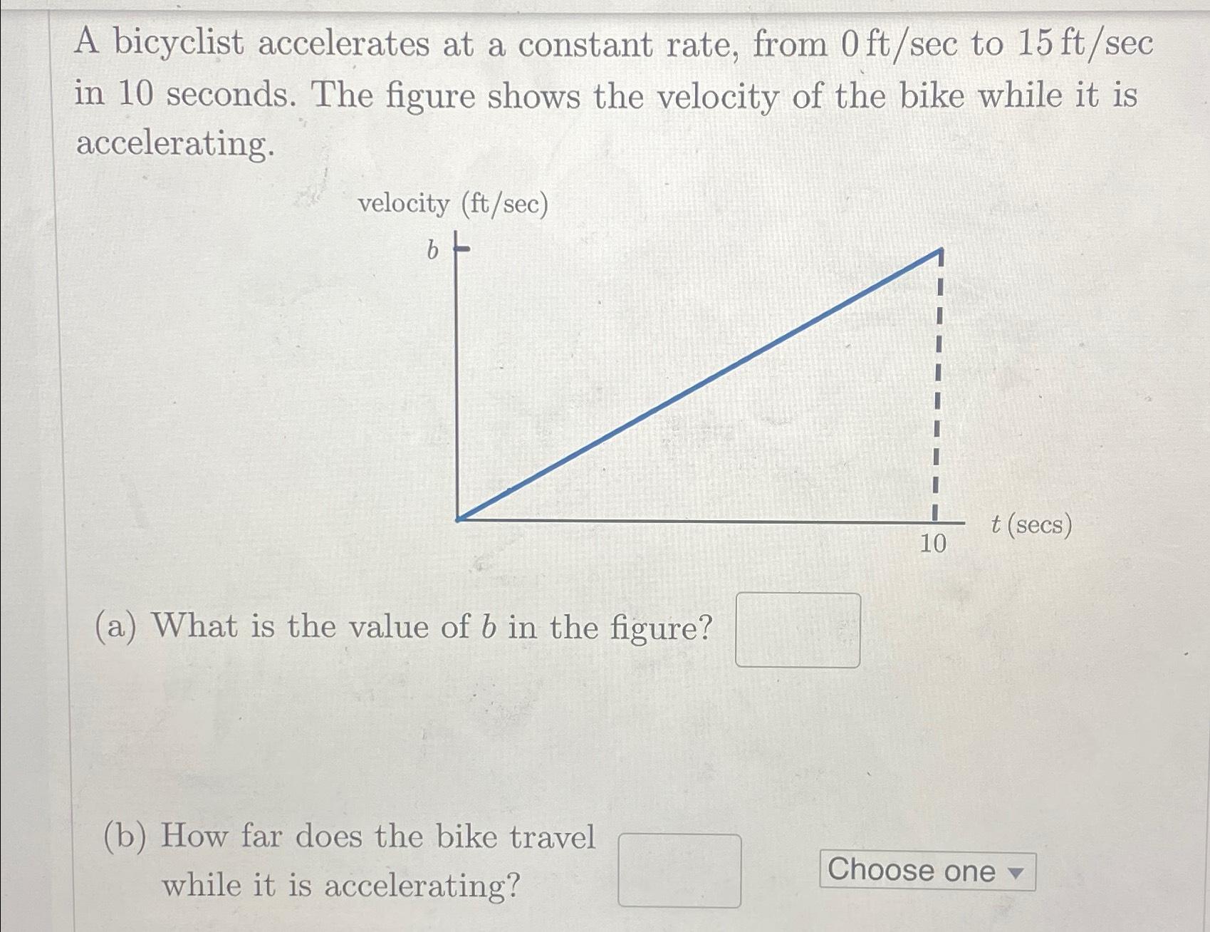 Solved A Bicyclist Accelerates At A Constant Rate, From | Chegg.com