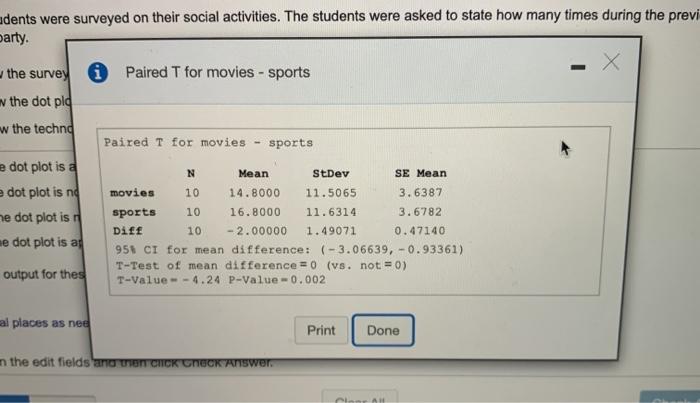 Solved OL Y A random sample of 10 students were surveyed on | Chegg.com