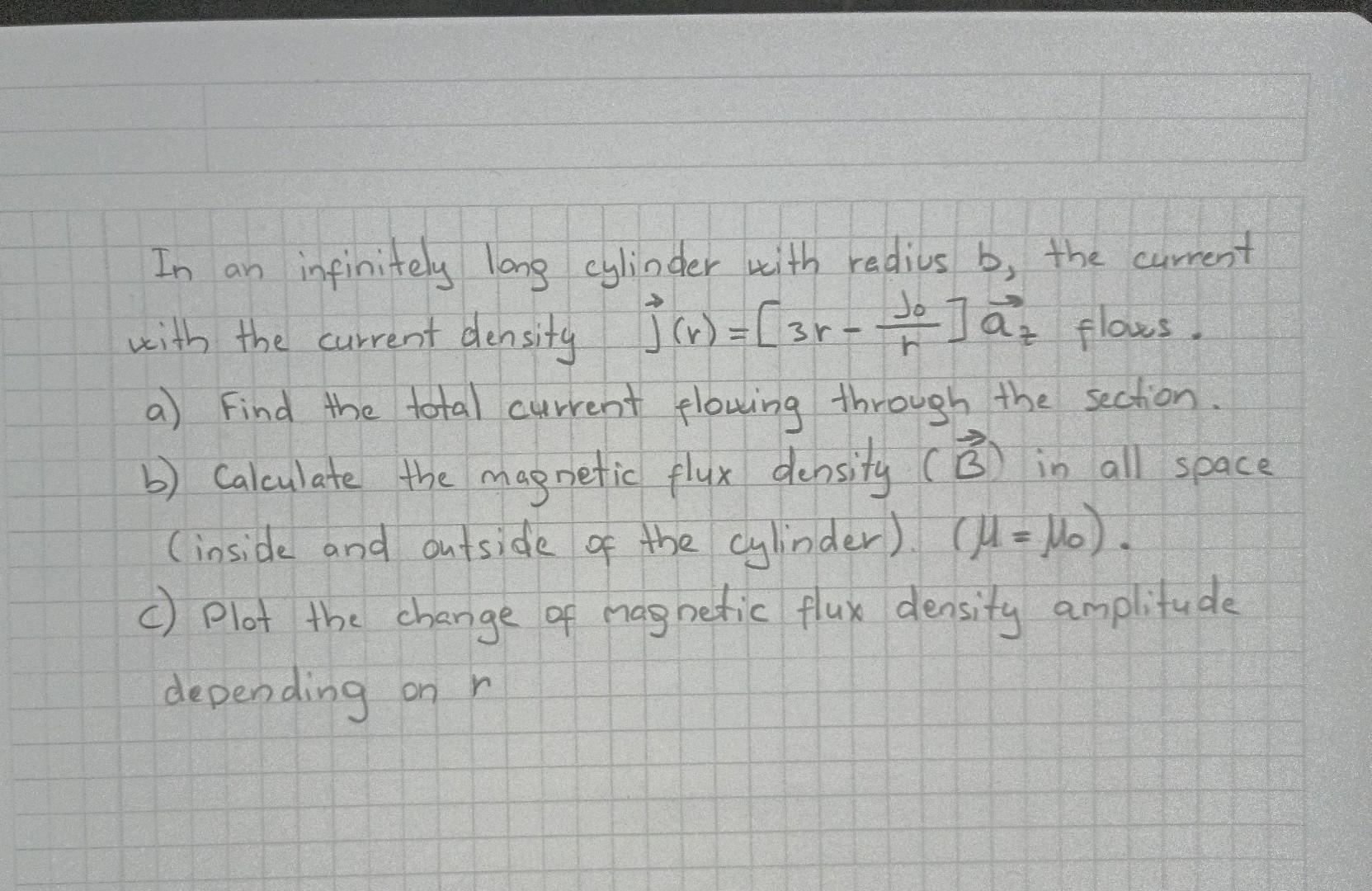 Solved In an infinitely long cylinder with redius b, the | Chegg.com