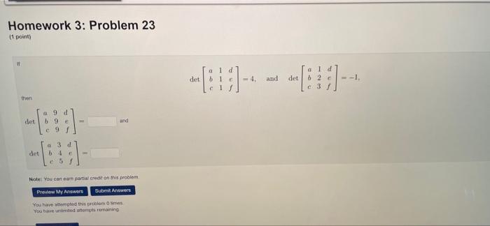 Solved Homework 3: Problem 23 (1 point) и det old b 1 cl and | Chegg.com