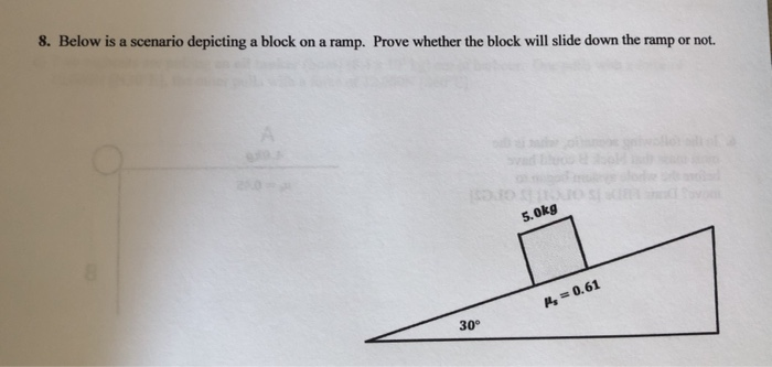 Block Down Ramp Solved 8. Below is a scenario depicting a block on a ramp. | Chegg.com