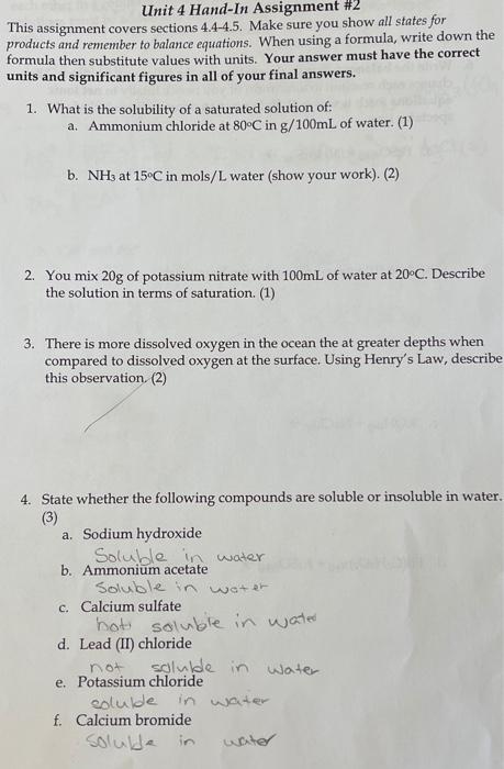 Solved Unit 4 Hand-In Assignment #2 This assignment covers | Chegg.com