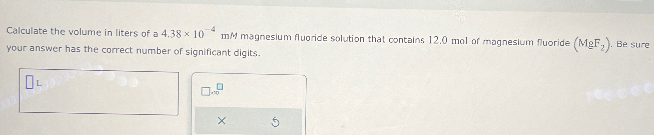 Solved Calculate The Volume In Liters Of A 4 38×10 4mm