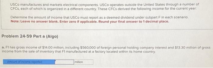 Solved USCo manufactures and markets electrical components. | Chegg.com