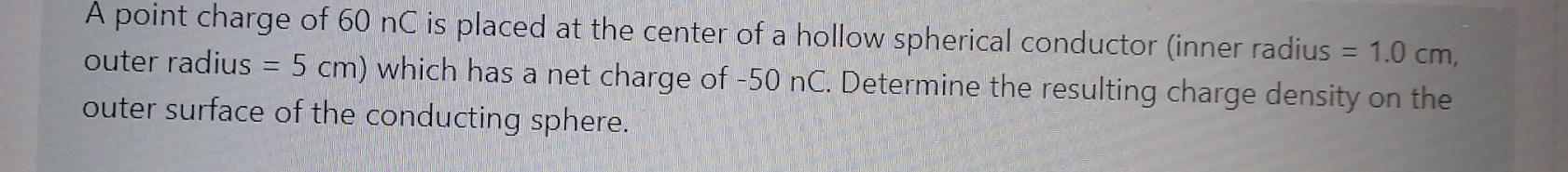 Solved A point charge of 60 nC is placed at the center of a | Chegg.com