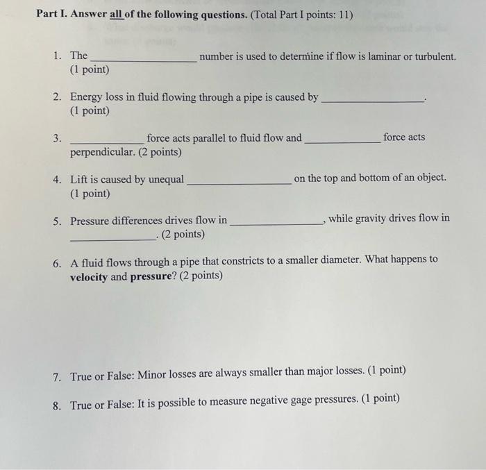 Solved Part I. Answer all of the following questions. (Total | Chegg.com