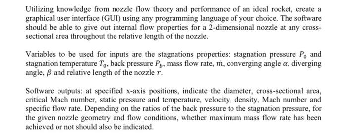 Solved Utilizing knowledge from nozzle flow theory and | Chegg.com