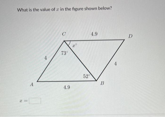 Solved What is the value of x in the figure shown below? | Chegg.com
