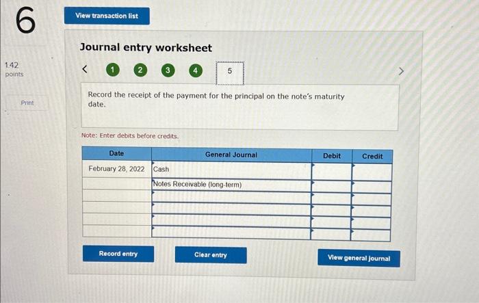 Solved Journal Entry Worksheet Record The Receipt Of The | Chegg.com