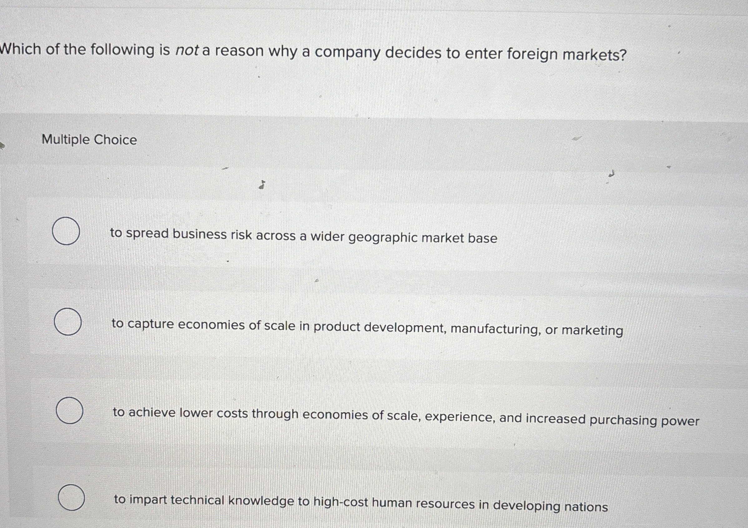 Solved Which of the following is not a reason why a company | Chegg.com