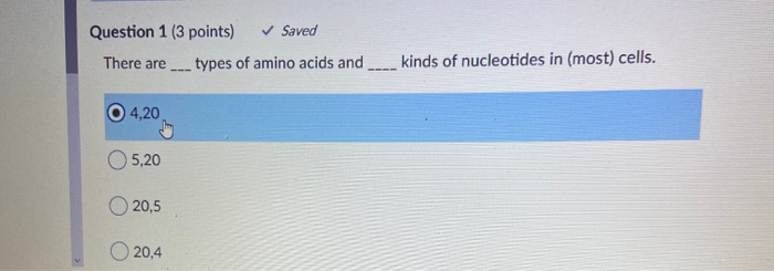 Solved Question 1 (3 points) Saved There are types of | Chegg.com