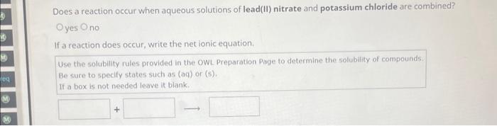 Solved Does a reaction occur when aqueous solutions of | Chegg.com