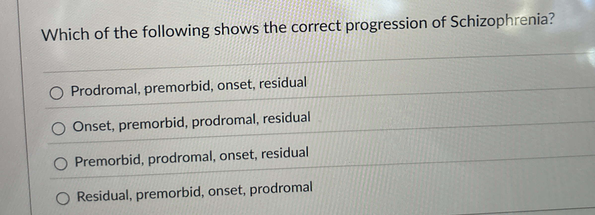 Solved Which of the following shows the correct progression | Chegg.com