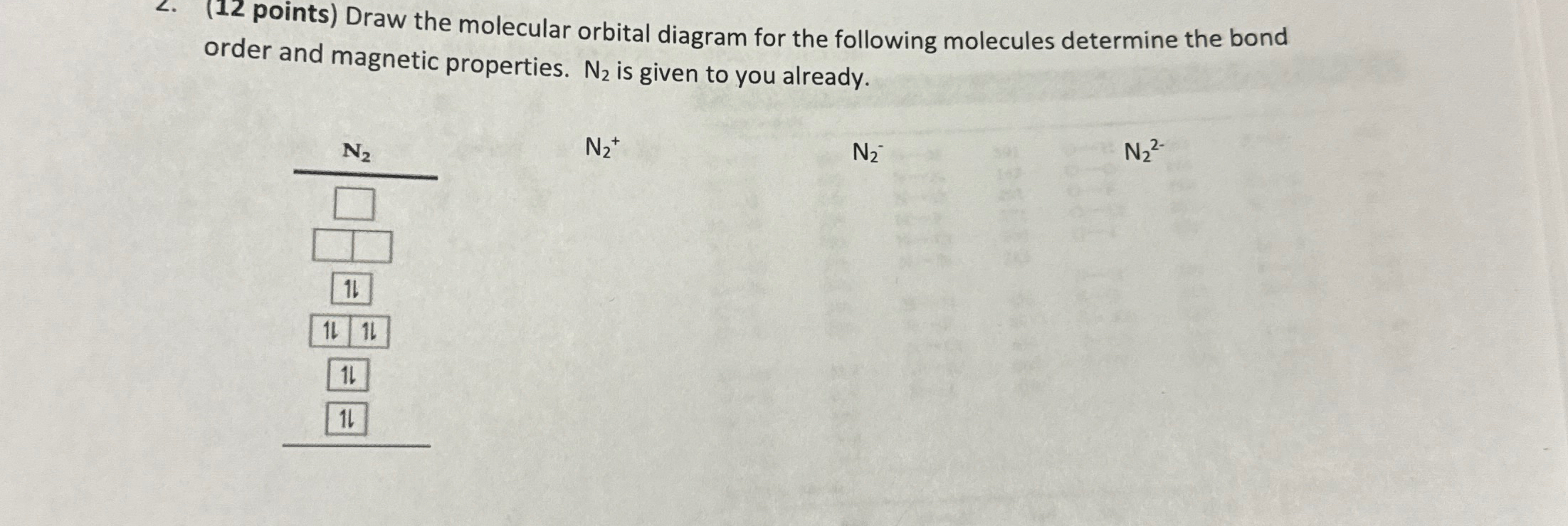 Solved (12 ﻿points) ﻿Draw the molecular orbital diagram for | Chegg.com