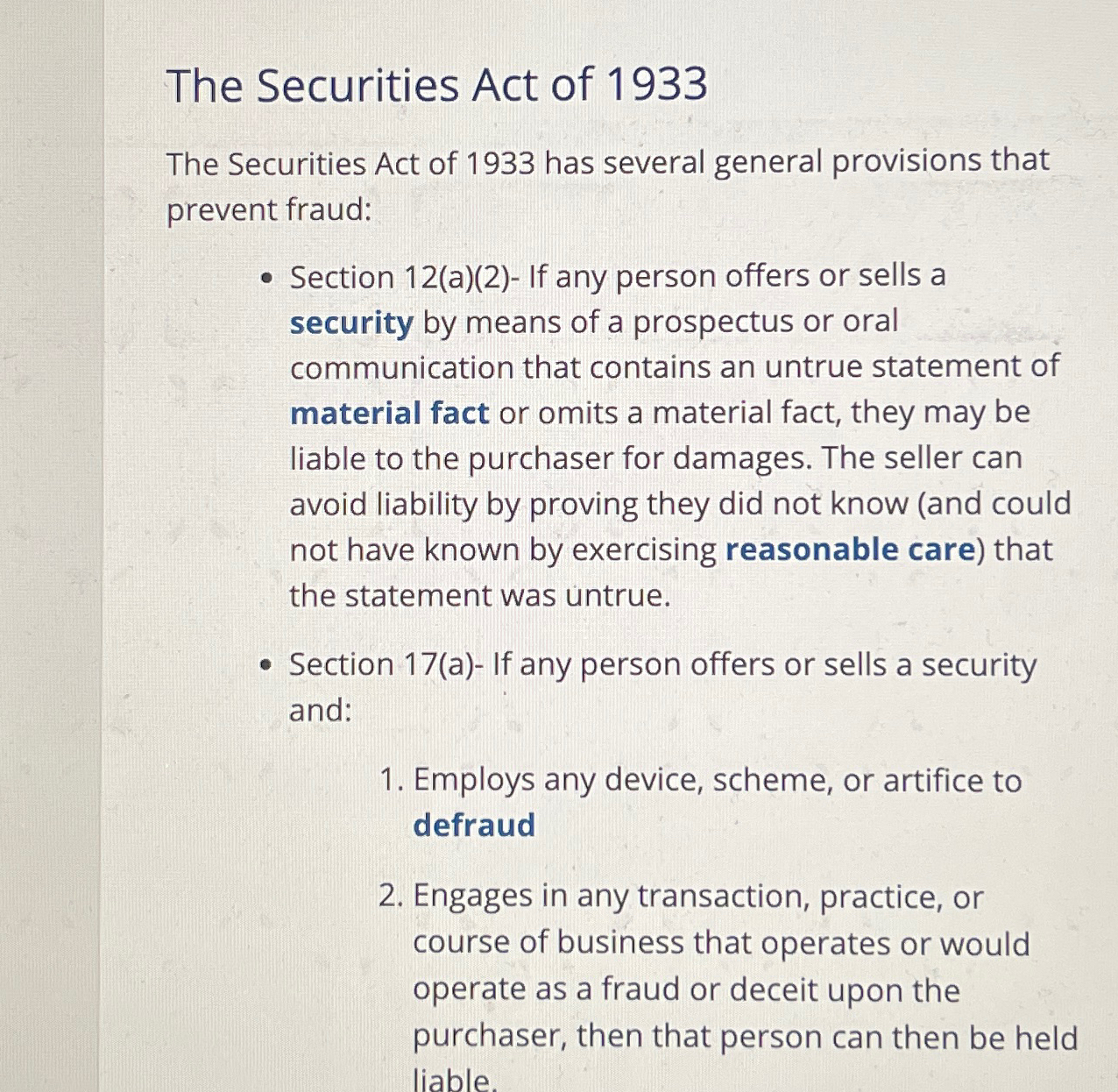 Solved The Securities Act of 1933The Securities Act of 1933 | Chegg.com