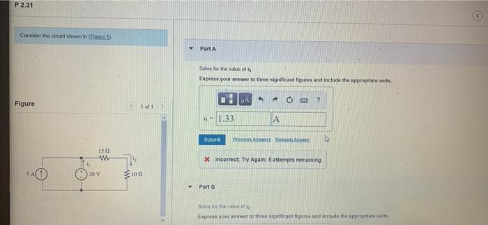 Solved P2.31 Consider the circuit shown in (re) Part A Solve | Chegg.com