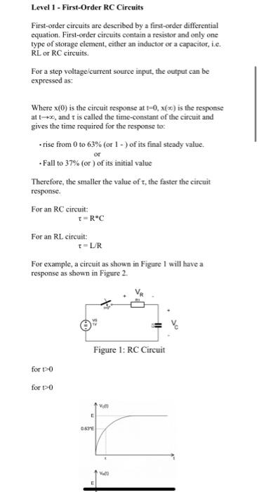 Level 1 - First-Order RC Circuits First-order | Chegg.com