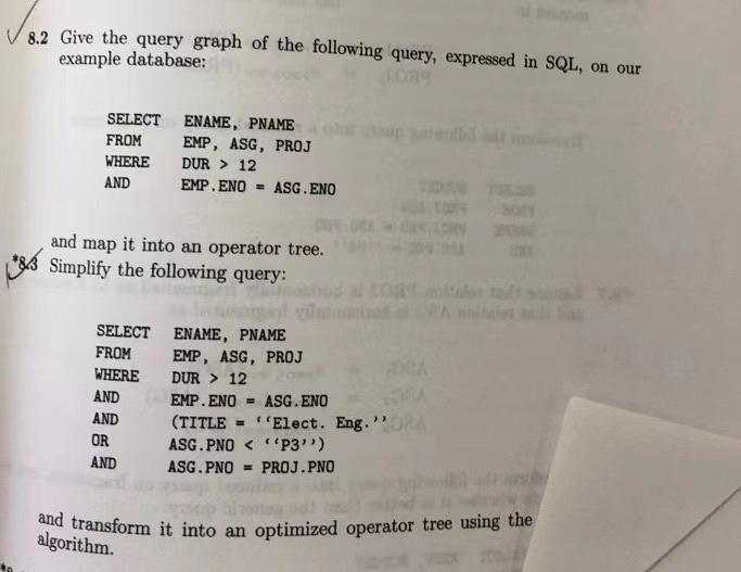 Solved 8.2 Give the query graph of the following query, | Chegg.com