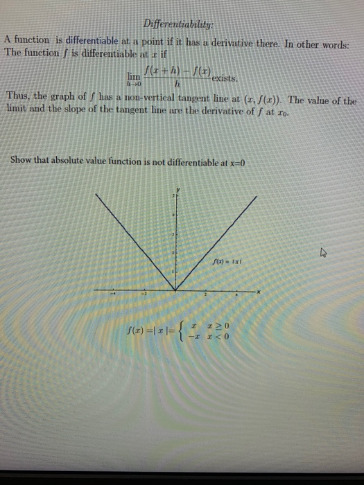Solved Differentiability A function is differentiable at a | Chegg.com