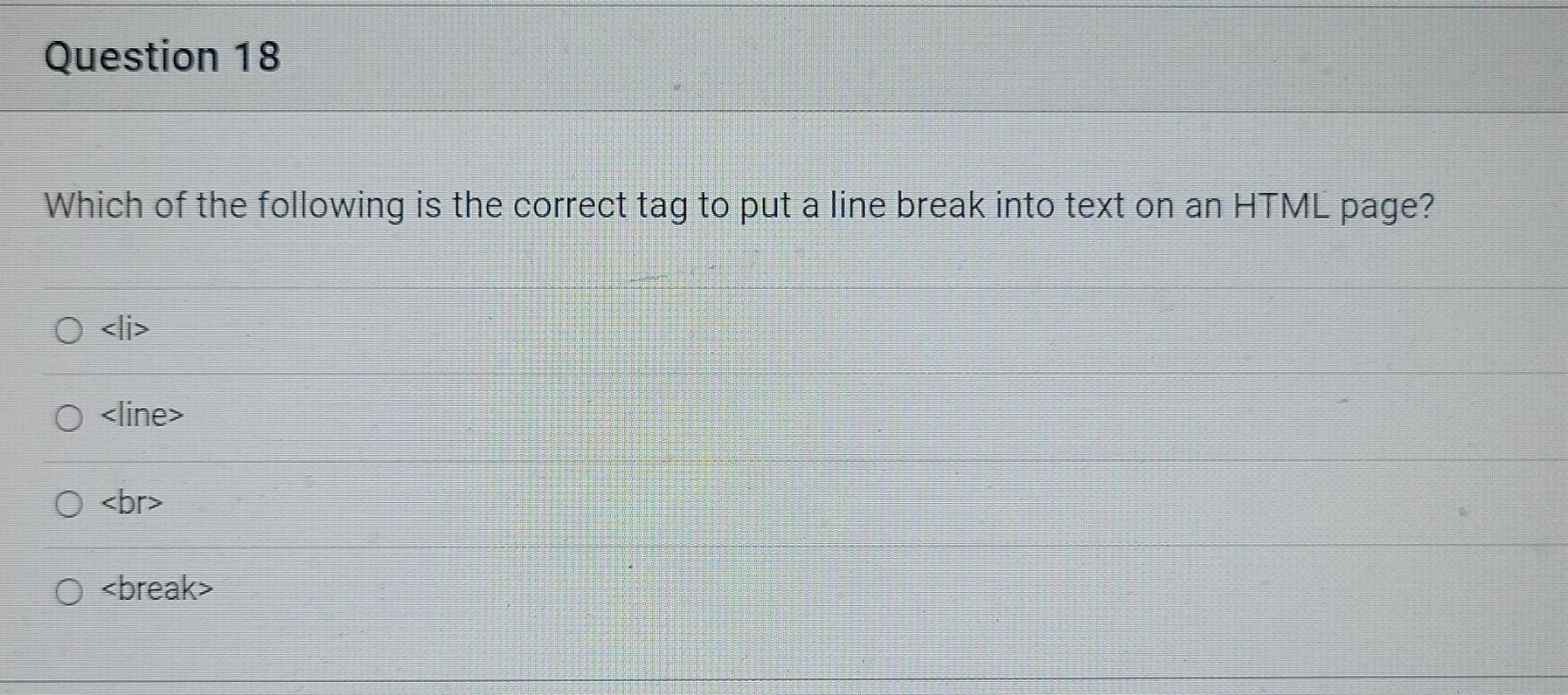 Which of following html tag will insert a line break hotsell