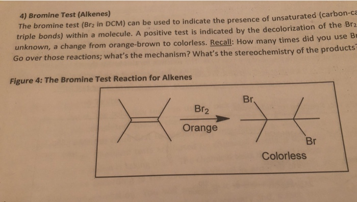 Solved The Bromine Test Br2 In Dcm Can Be Used To Indicate Chegg Com