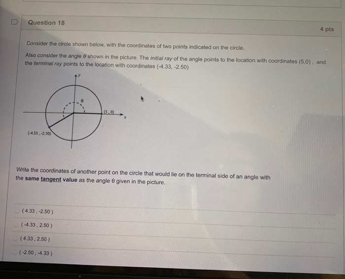 Solved Question 18 4 pts Consider the circle shown below, | Chegg.com