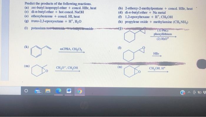 Solved Predict the products of the following reactions (a) | Chegg.com