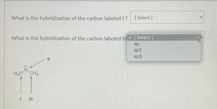 Solved What is the hybridization of the carbon labeled I? [ | Chegg.com