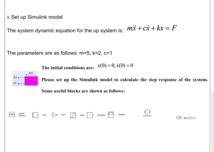 Solved 3. Set up Simulink model The system dynamic equation | Chegg.com