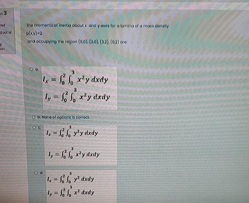 Solved en 3 ed out of tho moments of inortia about x and y | Chegg.com