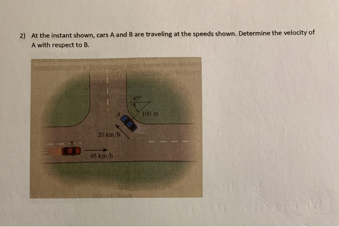 Solved 2) At The Instant Shown, Cars A And B Are Traveling | Chegg.com